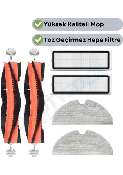 Dreame Vacuum Mop F9 Uyumlu Yedek Fırça Hepa Filtre Mop Seti-6 Parça