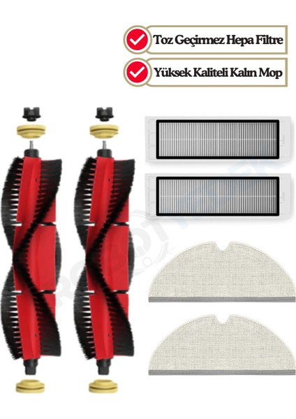 Roborock S6/s6 Pure Uyumlu Yedek Fırça Hepa Filtre Mop Seti-6 Parça