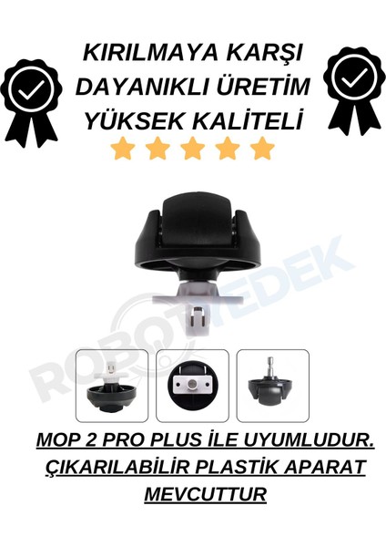 Xiaomi Mop 2 Pro+3D (DİKKAT:KAMERALI-PLUS GLOBAL) Uyumlu Yedek Siyah Tekerlek