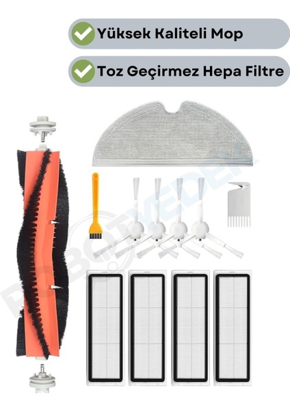 Xiaomi 1c Vacuum Mop (STYTJ01ZHM) Uyumlu Yedek Fırça Hepa Filtre Mop Seti-12 Parça