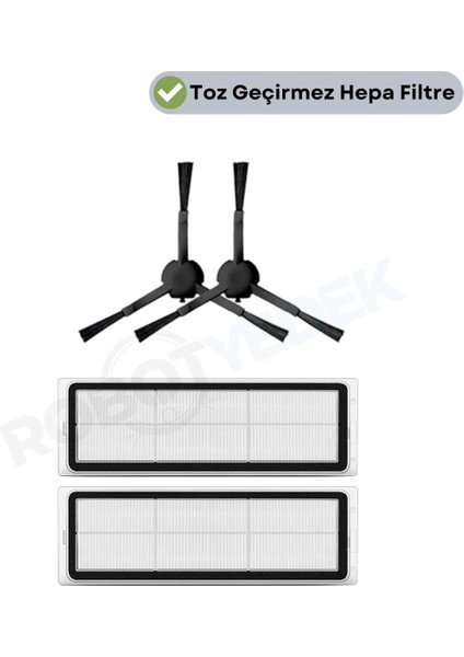 Dreame Bot L10S Pro Uyumlu Yedek Hepa Filtre ve Yan Fırça-4 Parça