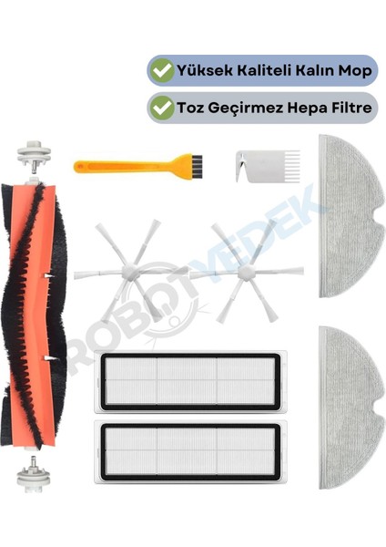 Xiaomi Vacuum Mop 2 (STYTJ03ZHM) Uyumlu Yedek Fırça Hepa Filtre Mop Seti-9 Parça