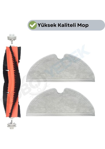 Xiaomi 2c Vacuum Mop Uyumlu Yedek Ana Fırça ve Mop-3 Parça