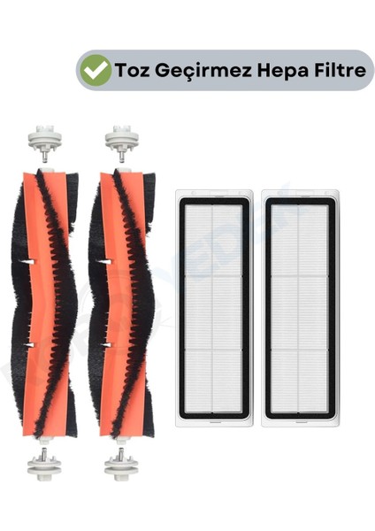 Dreame Bot D10 Plus Uyumlu Yedek Ana Fırça ve Hepa Filtre-4 Parça