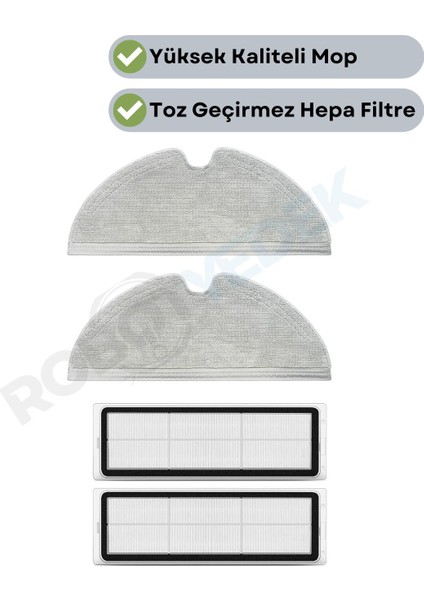 Xiaomi 2c Vacuum Mop Uyumlu Yedek Mop ve Hepa Filtre-4 Parça