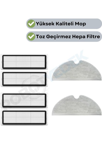 Xiaomi 2c Vacuum Mop Uyumlu Yedek Hepa Filtre ve Mop-6 Parça