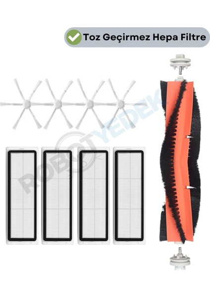 Xiaomi Vacuum Mop 2 (STYTJ03ZHM) Uyumlu Yedek Mopsuz Fırça Hepa Filtre Mop Seti-9 Parça