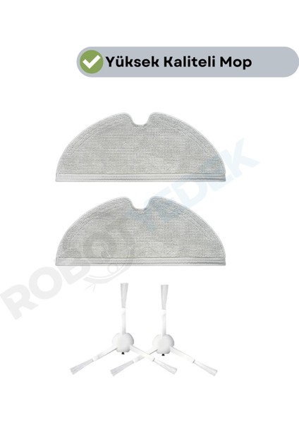 Dreame Vacuum Mop F9 Uyumlu Yedek Mop ve Yan Fırça-4 Parça
