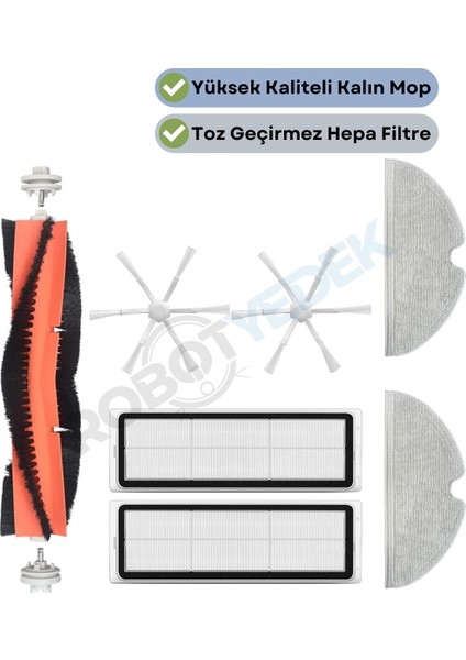 Xiaomi Vacuum Mop 2 (STYTJ03ZHM) Uyumlu Yedek Fırça Hepa Filtre Mop Seti-7 Parça