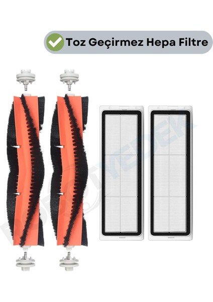Xiaomi 1c Vacuum Mop (STYTJ01ZHM) Uyumlu Yedek Ana Fırça ve Hepa Filtre-4 Parça