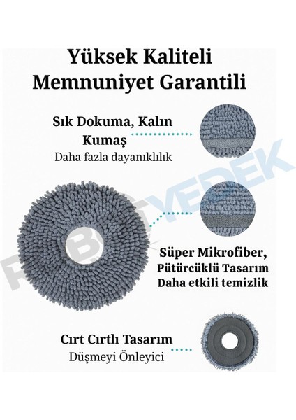 Xiaomi S10+(S10T Değil) Uyumlu 2 Adet Mikrofiber Mop Bez