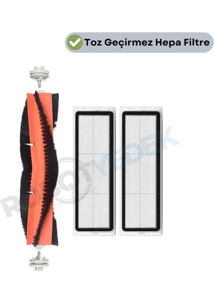 Xiaomi S10+(S10T Değil) Uyumlu Yedek Ana Fırça ve Hepa Filtre-3 Parça