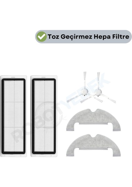 Dreame Bot D10 Plus Uyumlu Yedek Hepa Filtre Yan Fırça Mop-6 Parça