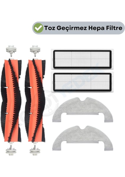 Dreame Bot D10 Plus Uyumlu Yedek Fırça Filtre Mop Seti-6 Parça
