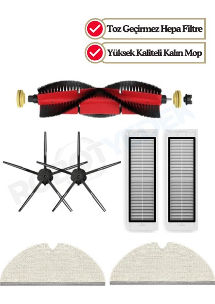 Roborock S6 Maxv Uyumlu Yedek Fırça Hepa Filtre Yenileme Seti-7 Parça