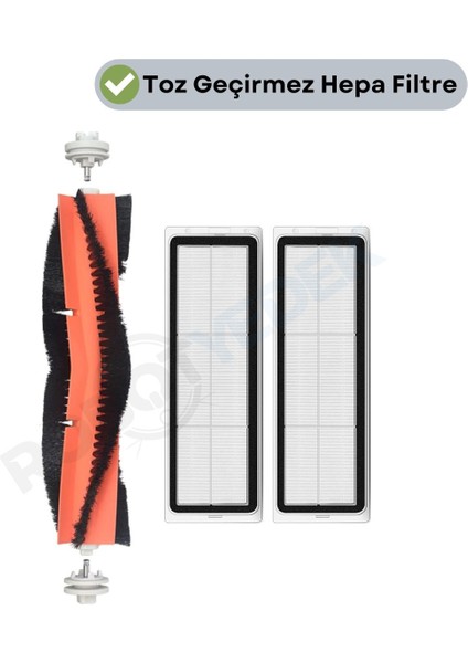 Dreame Bot D10 Plus Uyumlu Yedek Ana Fırça ve Hepa Filtre-3 Parça