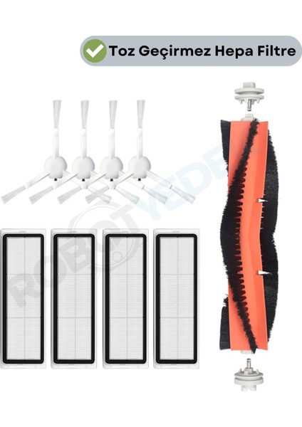 Xiaomi 2c Vacuum Mop Uyumlu Yedek Mopsuz Fırça Hepa Filtre Seti-9 Parça