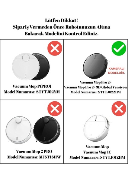 Xiaomi Mop 2 Pro+3D (DİKKAT:KAMERALI-PLUS GLOBAL) Uyumlu Fırça Filtre Mop Seti-8 Parça