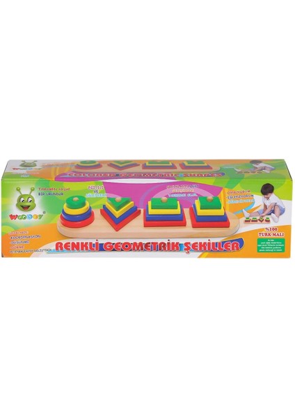 KR006 Woodoy Renkli Geometrik Şekiller -Karsan Oyuncak