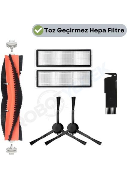 Xiaomi Mop 2 Pro+3D (DİKKAT:KAMERALI-PLUS GLOBAL) Uyumlu Mopsuz Fırça ve Filtre Seti