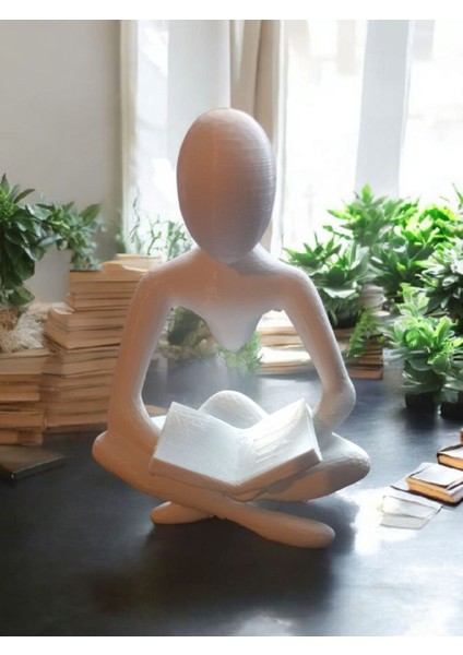 Iskandinav Tarzı Kitap Okuyan2 Biblo Heykel Figür Dekor Dekorasyon 3D 3 Boyutlu fiyatları