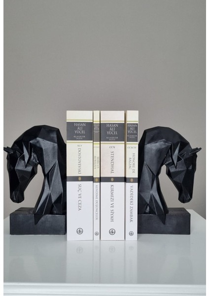 Dekoratif Siyah Kübik At Kitap Tutucu