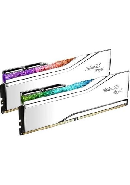 Gskıll 64GB (2x 32GB) Ddr5 6000MHZ CL28 Rgb Dual Kıt Pc Ram Trıdent Z5 Royal Sılver F5-6000J2836G32GX2-TR5S