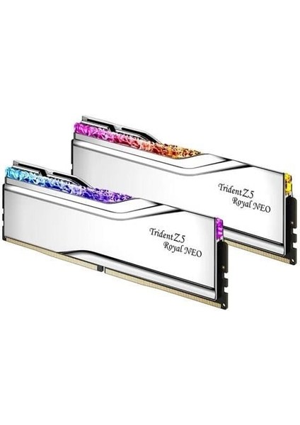 Gskıll 64GB (2x 32GB) Ddr5 6000MHZ CL28 Rgb Dual Kıt Pc Ram Trıdent Z5 Royal Sılver F5-6000J2836G32GX2-TR5S