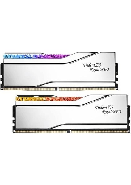 Gskıll 32GB (2x 16GB) Ddr5 8000MHZ CL38 Rgb Dual Kıt Pc Ram Trıdent Z5 Royal Neo Sılver F5-8000J3848H16GX2-TR5NS