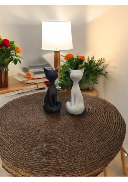 Minimalist Dekoratif Kedi Heykeli –siyah & Beyaz Estetik Figür Dekoratif Kedi 2 Adet 15 cm Forecast
