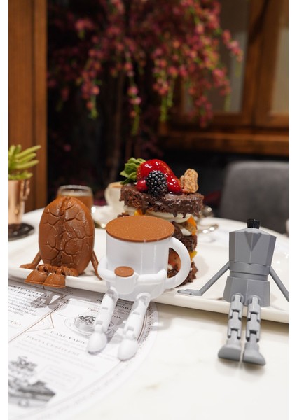 Kahve Köşesi 3’lü Biblo Set - Kahve Çekirdeği - Moka Pot - Kupa Bardak