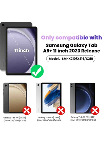 Samsung Galaxy Tab A9+ Plus 11"(SM-X210/X216/ Uyumlu Askılı 360 Dönen Defender Yüksek Koruma Kapak