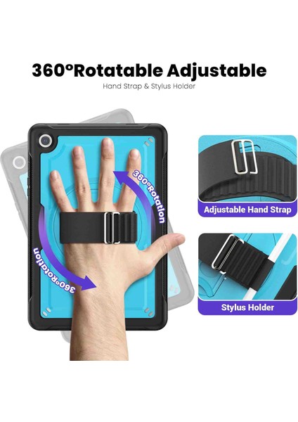 Samsung Galaxy Tab A9+ Plus 11"(SM-X210/X216/ Uyumlu Askılı 360 Dönen Defender Yüksek Koruma Kapak