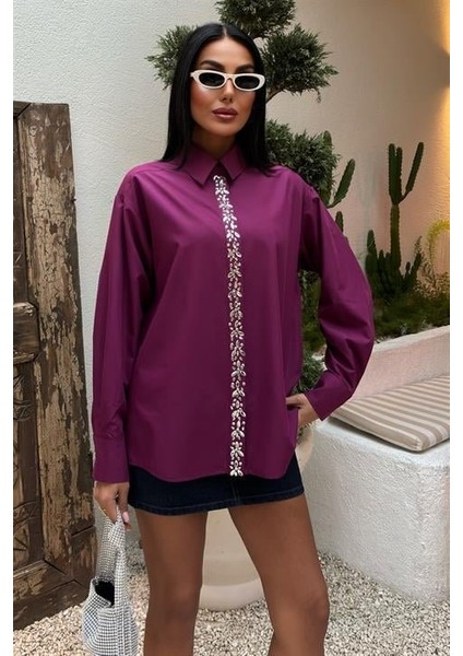 Önü Şerit Taşlı Gömlek 3448
