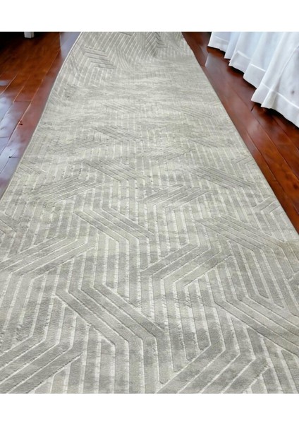 80 x 250 cm Gri - Kaymaz Tabanlı, Dekoratif ve Yıkanabilir