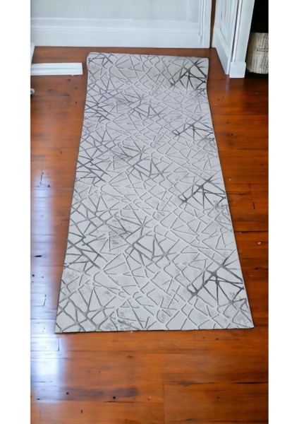 120 x 550 cm Gri - Kaymaz Tabanlı, Dekoratif ve Yıkanabilir