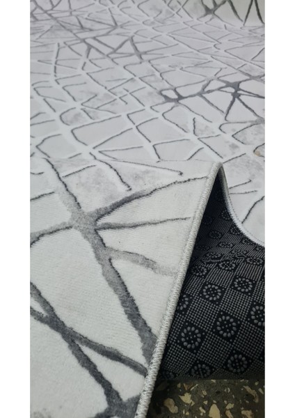 150 x 400 cm Gri - Kaymaz Tabanlı, Dekoratif ve Yıkanabilir