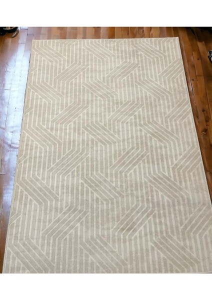 80 x 300 cm Krem - Kaymaz Tabanlı, Dekoratif ve Yıkanabilir