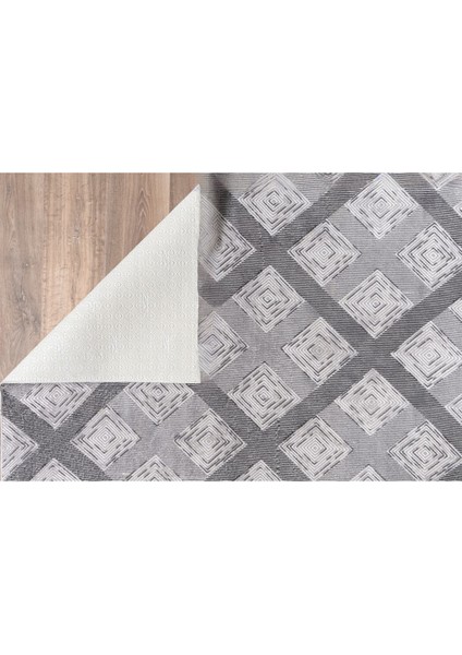 120 x 150 cm Gri - Kaymaz Tabanlı, Dekoratif ve Yıkanabilir
