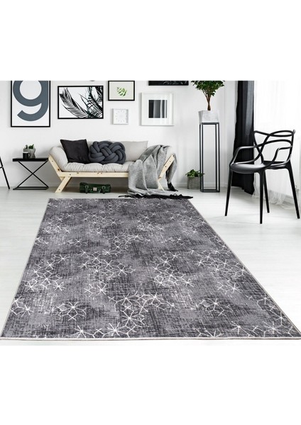 200 x 600 cm Gri - Kaymaz Tabanlı, Dekoratif ve Yıkanabilir