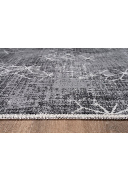 150 x 400 cm Gri - Kaymaz Tabanlı, Dekoratif ve Yıkanabilir