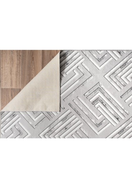 80 x 300 cm Gri - Kaymaz Tabanlı, Dekoratif ve Yıkanabilir