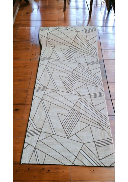 150 x 400 cm Kahve - Kaymaz Tabanlı, Dekoratif ve Yıkanabilir