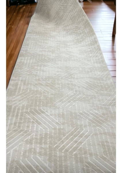 100 x 300 cm Krem - Kaymaz Tabanlı, Dekoratif ve Yıkanabilir
