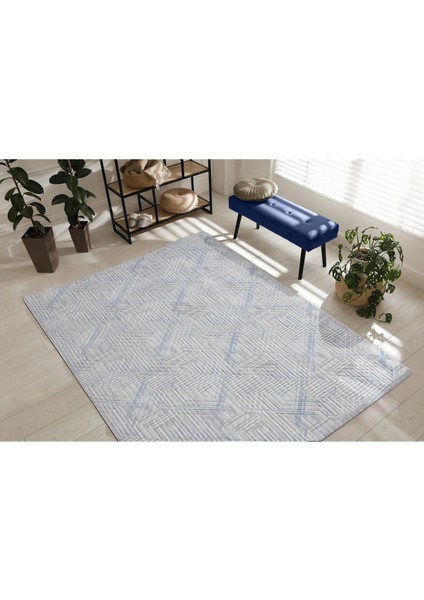 120 x 550 cm Mavi - Kaymaz Tabanlı, Dekoratif ve Yıkanabilir