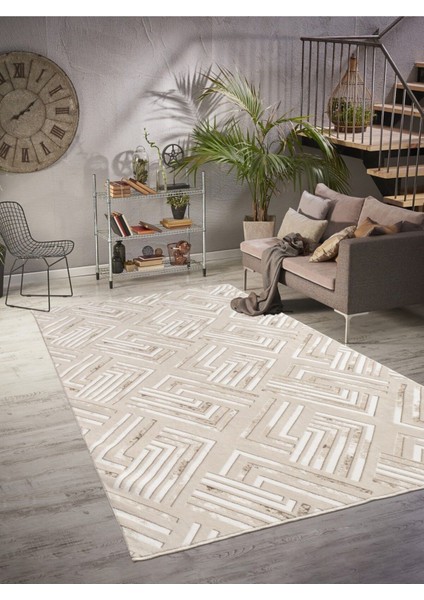 100 x 400 cm Kahverengi - Kaymaz Tabanlı, Dekoratif ve Yıkanabilir