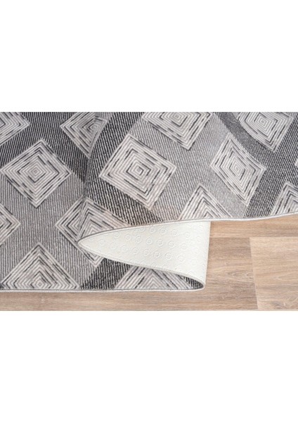120 x 300 cm Gri - Kaymaz Tabanlı, Dekoratif ve Yıkanabilir