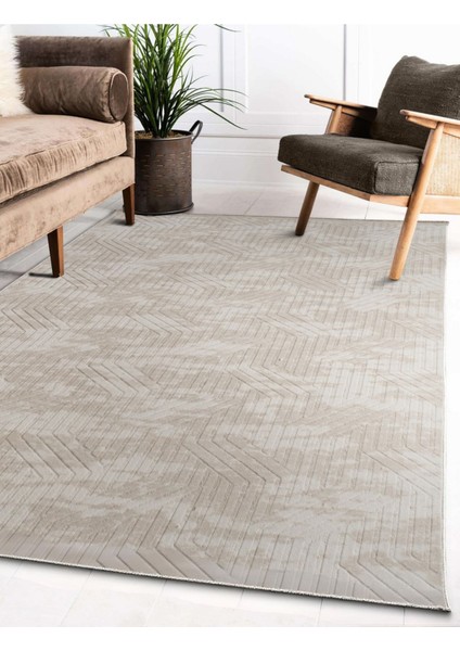 120 x 550 cm Krem - Kaymaz Tabanlı, Dekoratif ve Yıkanabilir