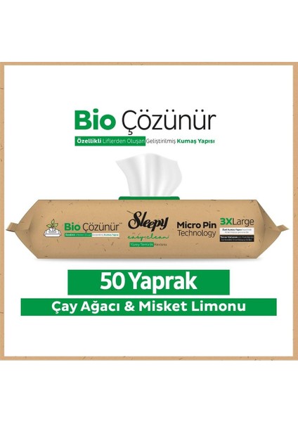 Bio Yüzey Temizlik Havlusu 50 Adet Çayağacı Misket Limonlu