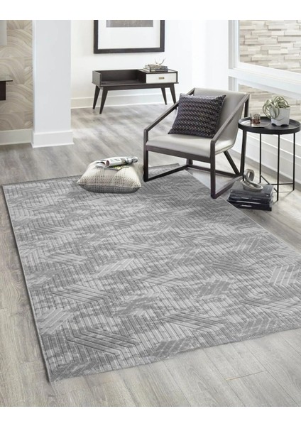 200 x 600 cm Gri - Kaymaz Tabanlı, Dekoratif ve Yıkanabilir